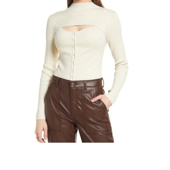 New ~ OPEN EDIT ~ Cutout Detail Cotton Blend Corset Sweater Size Small - Picture 2 of 8